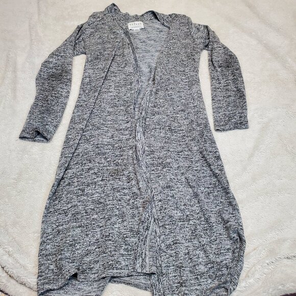 Velvet Anthropologie Gray Drape Open Front‎ Long Sweater Cardigan L - Picture 1 of 7